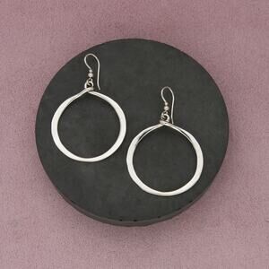 sterling silver vintage hammered hoop dangle earrings